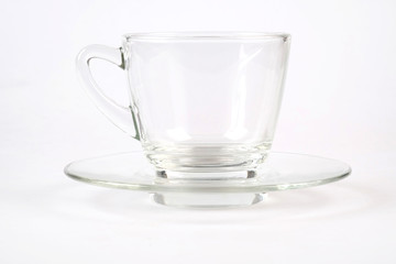 Coffee cup water glass isolated on white