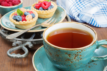 Delicious breakfast with fruit tartlets