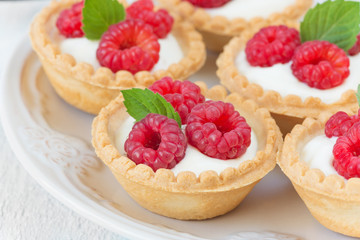 Delicious breakfast with fruit tartlets