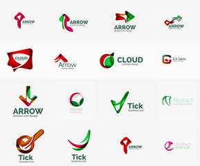 Set of universal company logo ideas, business icon collection