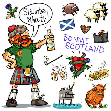 Bonnie Scotland cartoon clipart collection