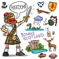 Bonnie Scotland cartoon clipart collection - 88397159