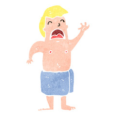 retro cartoon man in towel