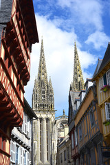 Fototapeta na wymiar Quimper, France, Bretagne, old town view with cathedral