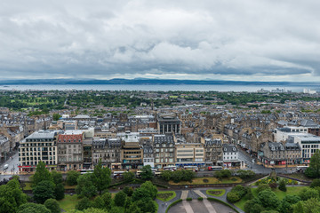 Edinburgh city view from the castle hill, Scotland