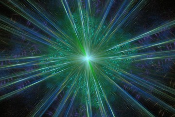 Green rays. fractal graphics - abstract background.