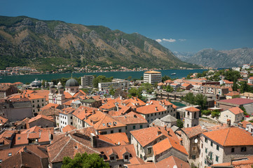 Fototapeta na wymiar Roof tops of the old town Kotor