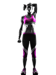 Fototapeta na wymiar woman fitness Weights exercises silhouette