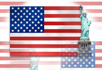 United States of America Flag Statue of Liberty