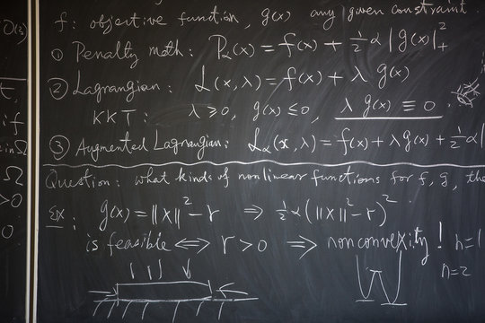 Blackboard with math lesson written on it