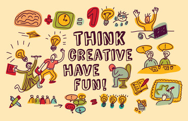 Think creative fun doodles people color