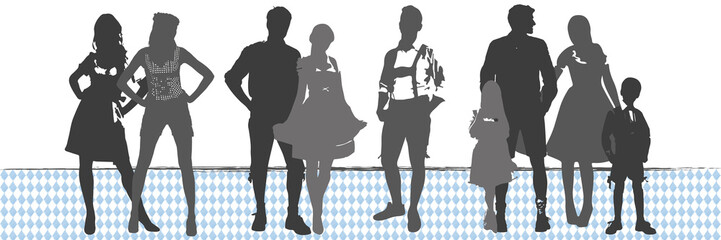Banner Oktoberfest | Silhouette | Dirndl & Lederhose
