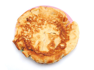 a pancake on a white background