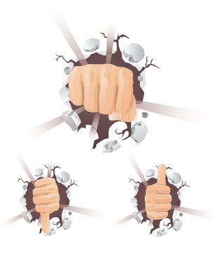 Hand Punching A Wall Vector Image