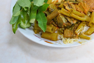 water spinach curry with salt fish