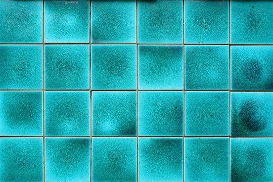 wall and floor mosaic tiles in azure blue