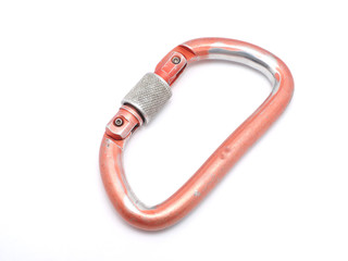 climber carabiner on white background