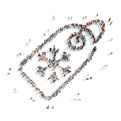 people in the shape of a tag.