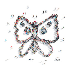 people in the shape of a butterfly