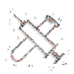 people in the shape of a syringe, medicine.