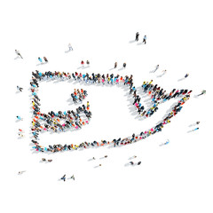 people in the shape of a whale, cartoon.