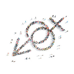 people in the shape of male and female sign