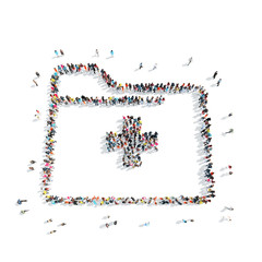 people in the shape of a first aid kit, medicine