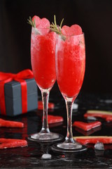 prosecco and watermelon romantic drink