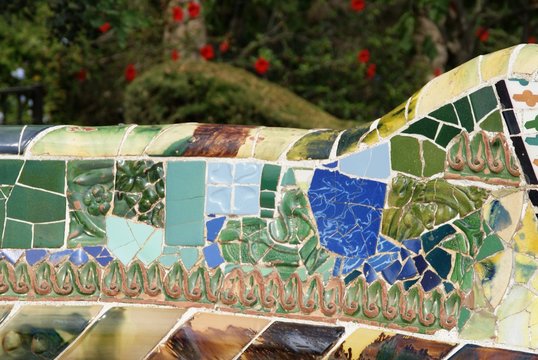 Park Güell, Barcelona, Spanien, Katalonien, Antoni Gaudí, Gaudi, Städtereise, Mosaik