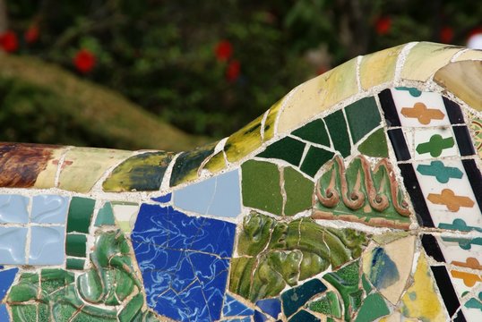 Park Güell, Barcelona, Spanien, Katalonien, Antoni Gaudí, Gaudi, Städtereise, Mosaik