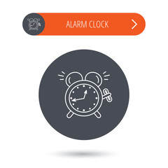 Alarm clock icon. Mechanical retro time sign.