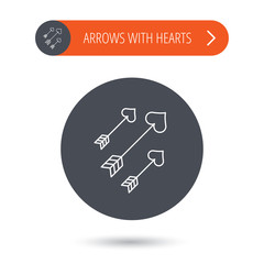 Love arrows icon. Amour equipment sign.