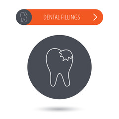 Dental fillings icon. Tooth restoration sign.