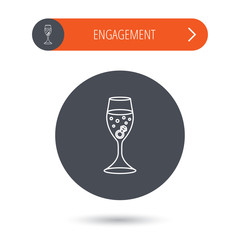 Glass with ring icon. Engagement symbol.