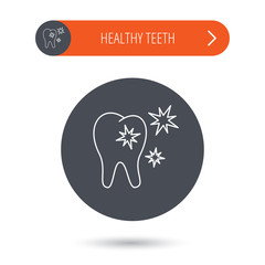 Healthy tooth icon. Dental protection sign.