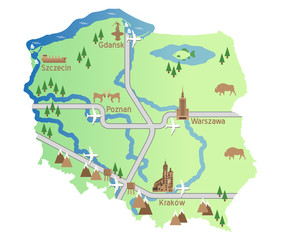mapa polski wektor uproszczona © adirael