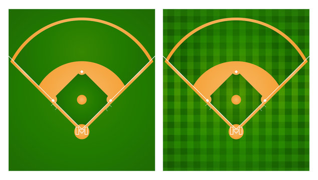 Baseball field in two lawn designs