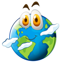 Earth with happy face