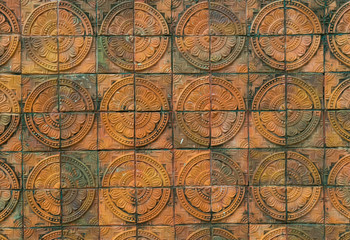 ancient thai art brick wall background