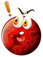 Red planet with shocking face