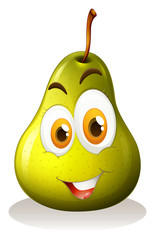 Green pear with happy face