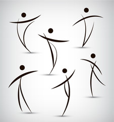 vector set of abstract line man, sport, dance, figure, team