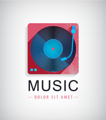 Vector retro music logo, icon