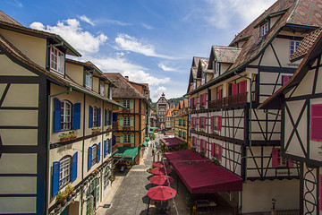 Buildings in Colmar Tropicale, Bukit Tinggi, Malaysia.