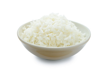 bowl full of rice on white with clipping path