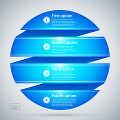 Glossy sphere made of blue ribbon with numbers and descriptions. - 88412739