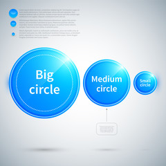 Three glossy circles of different sizes.