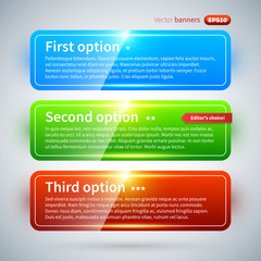Three colorful web banners.
