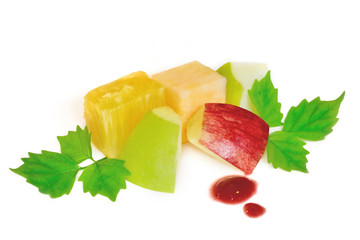 Healthy Mixed fruit apple, cantaloupe,pineapple isolate on white