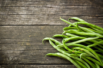 green beans on old table
